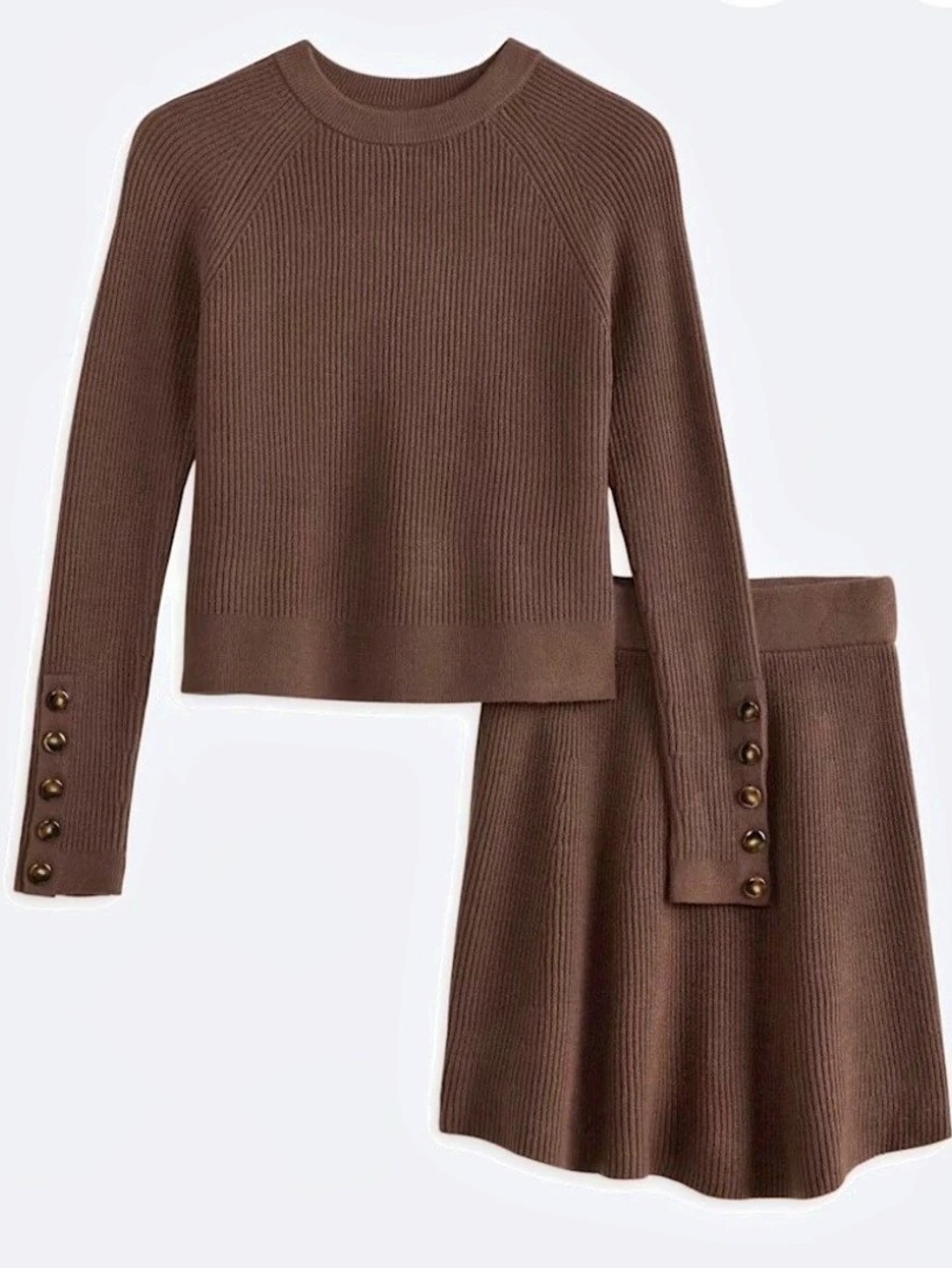 Market & Spruce Karter Sweater Set Brown Sweater Skirt Set XL NEVER WORN